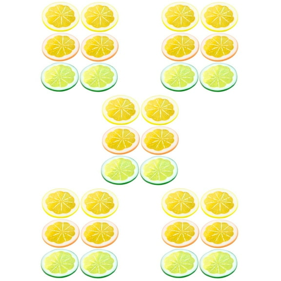 Hemoton 30 pcs Simulation Lemon Slices Fake Lemon Slices DIY Artificial Fruit Slices Decors Props