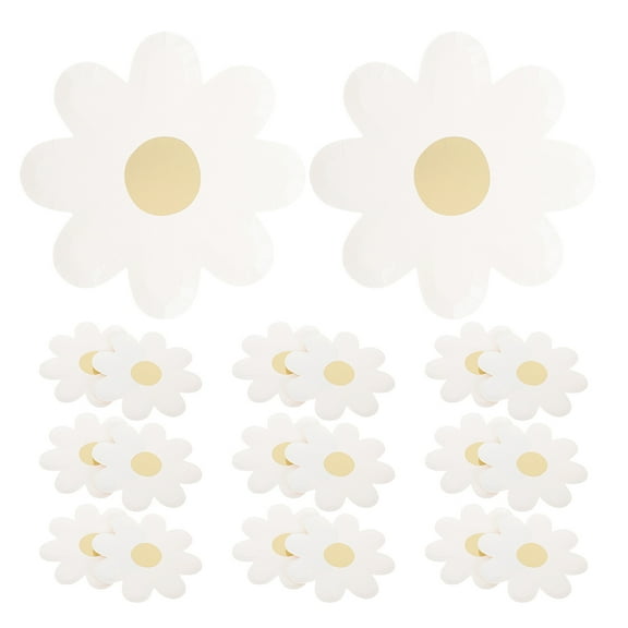 Hemoton 30pcs Floral Disposable Paper Plates Daisy Dish for Kids Birthday Party Picnic Cake Serving Decorative for Outdoor Events