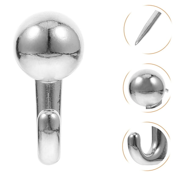 Hemoton 30pcs Metal Push Pin Hangers Wall Hanging Nails Push Pins With Hooks Picture Hanging Nails For Painting Home Office Silver