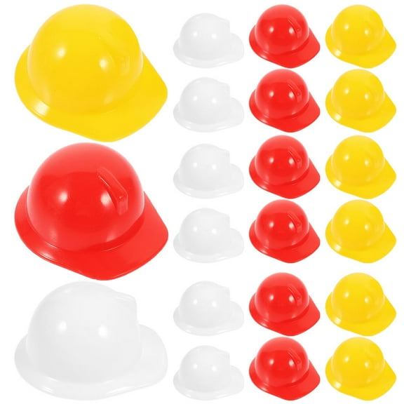 Hemoton 30pcs Mini Construction Helmet Decoration Safety Helmet Shaped Cake Topper Wine Topper DIY Supply