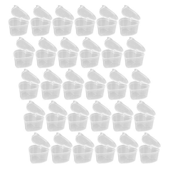 Hemoton 30pcs Mini Heart Shaped Storage Containers with Hinged Lids 45ml Plastic Heart Boxes Beads Organizers for DIY Crafts and Small Items
