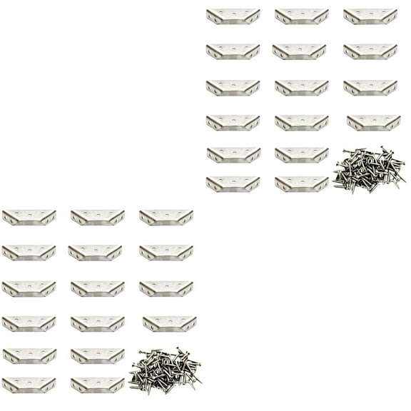 Hemoton 32-Piece Triangular Flange Angle Brackets for Table Repair, Corner Braces, Heavy Duty Mending Plates