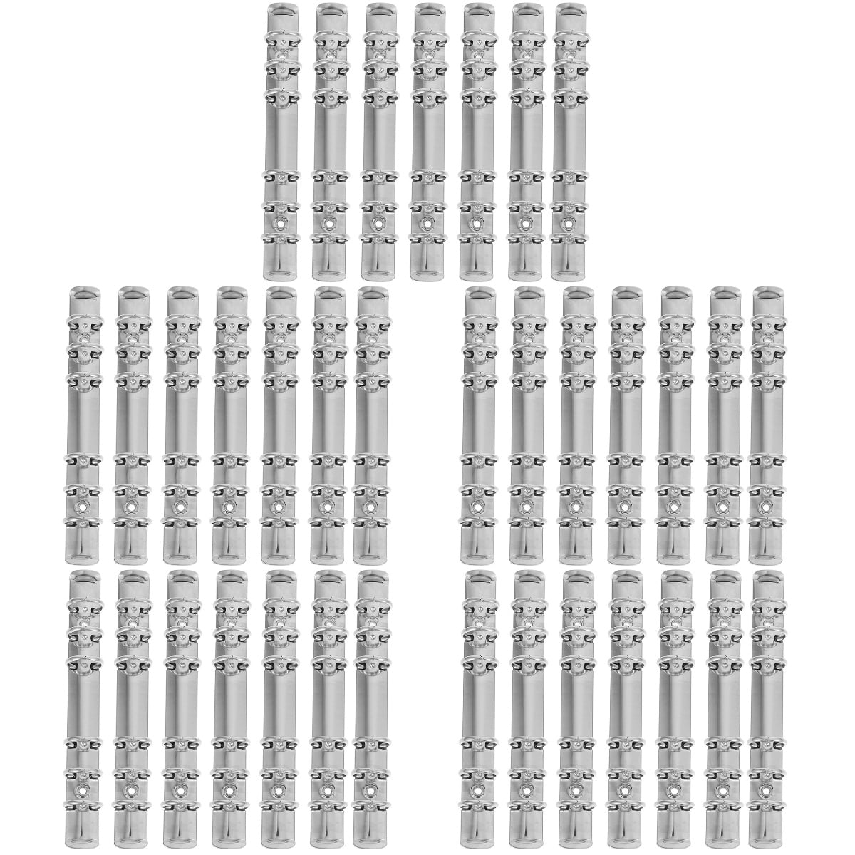 SOPOTUTU A6 6-Ring Binder Mechanisms Silver Metal Loose Leaf Notebook 35Pcs
