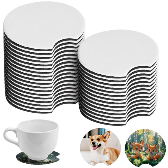 YOSADIER 36Pcs Sublimation Car Coasters Blanks Neoprene Rubber Round Car Cup Holder Coasters Multi Color Waterproof