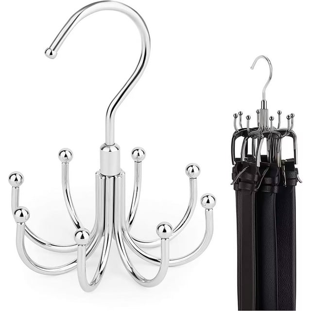 Hemoton 360° Swivel Belt Hanger Closet Storage Hook and Closet