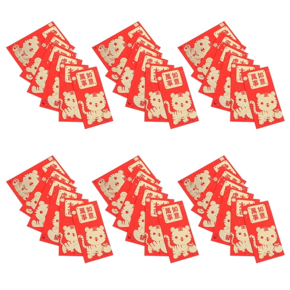Hemoton 36Pcs Creative Money Pouches 2022 Chinese New Year Red Pockets Mixed Style