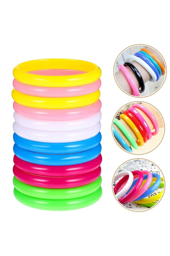 36pcs Fashionable Plastic Colored Bangles Candy Color Bangle Bracelet Retro 80s 90s Theme Party Favor For Women Men Kids