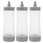 Hemoton 3PCS Squeeze Condiment Bottles Squirt Sauce Dispensers BBQ Accessories for Ketchup Mustard Jam (Grey)