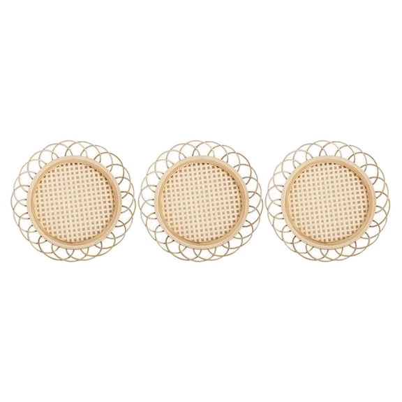 Hemoton 3Pcs Bamboo Weaving Coasters Flower Basket Shaped Water Cup Mat Table Placemats