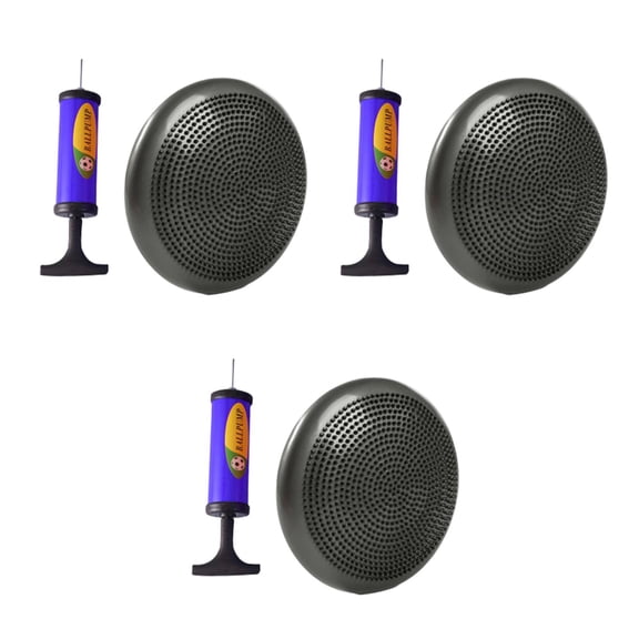 Hemoton 3pcs 34cm Grey Inflated Stability Wobble Cushion Thick Core Balance-Disc with Random Color Air Inflator for Enhancing Strength Pain Relieving