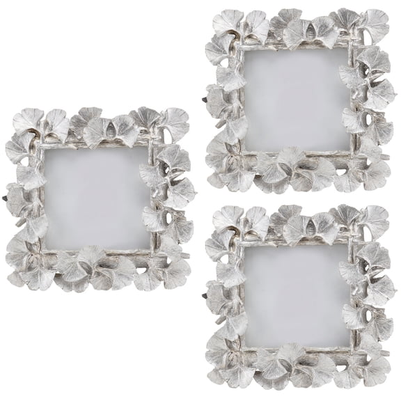 Hemoton 3pcs 4Inch Resin Photo Frame Desktop Caraft Hanging Photo Holder Ornament (Silver)
