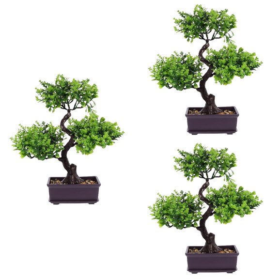 Hemoton 3pcs Artificial Potted Plants Desktop Faux Potted Plants Bonsai Ornament for Home