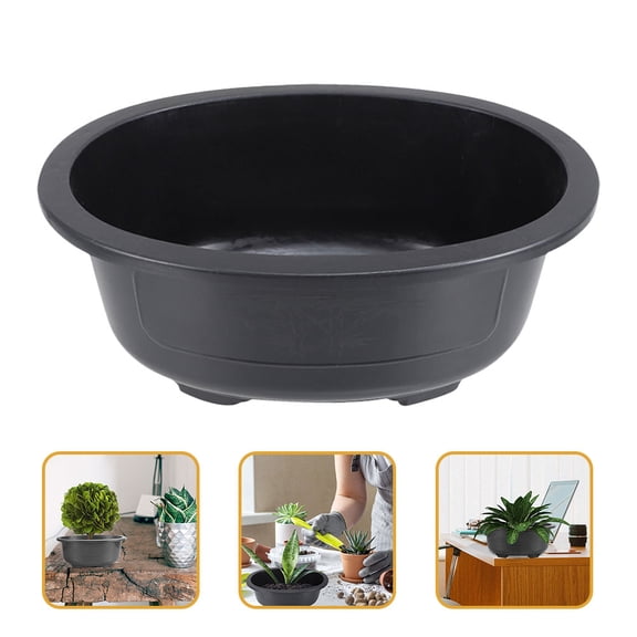 Hemoton Set of 3 Large 15 Inch Bonsai Training Pots with Drainage Holes, Plastic for Garden, Yard, Office, Balcony, Living Room