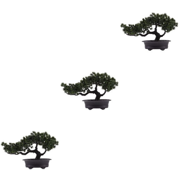 SOPOTUTU 3-Piece Artificial Bonsai Tree Set, Realistic Faux Green Plants for Home, Office, Desk and Shelf Decoration