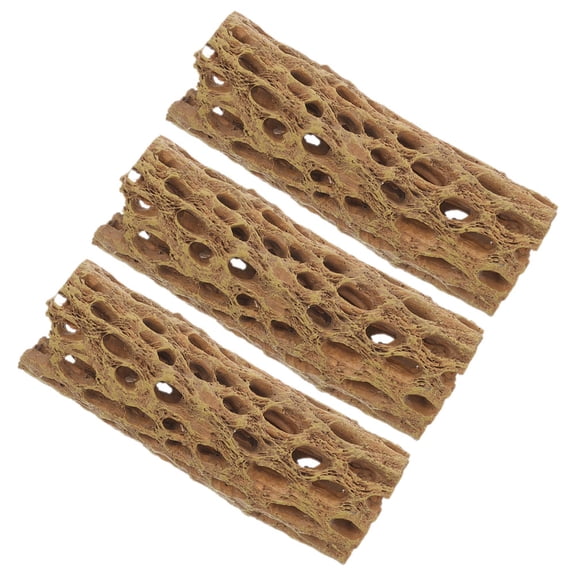 BESTYASH 3pcs Brown Resin Aquarium Hideout Realistic Design Fish Tank Decoration Cave