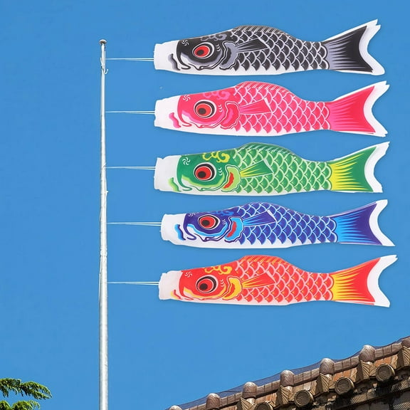 Hemoton 3pcs Fish Windsock Japanese Garden Decor Hanging Wind Flag Fish Party Decoration