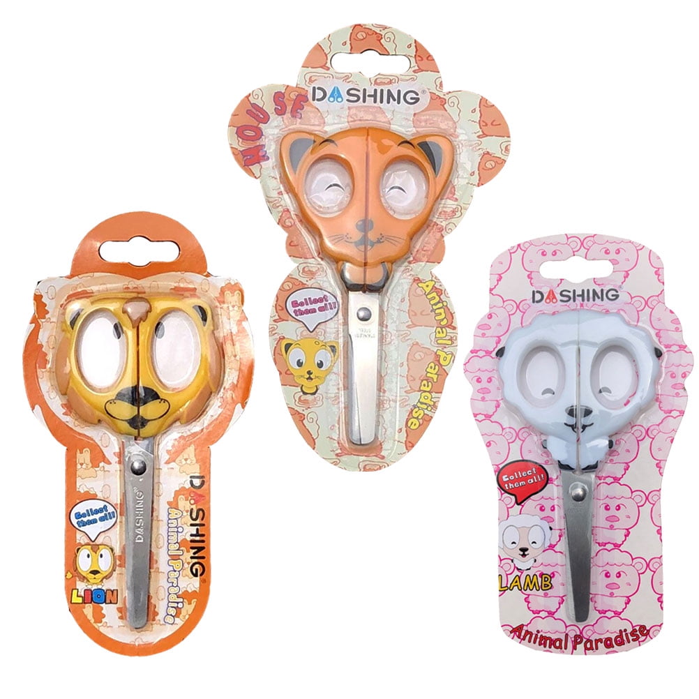Gejoy 3 Pieces Toddler Safety Scissors in Animal Designs, Kids