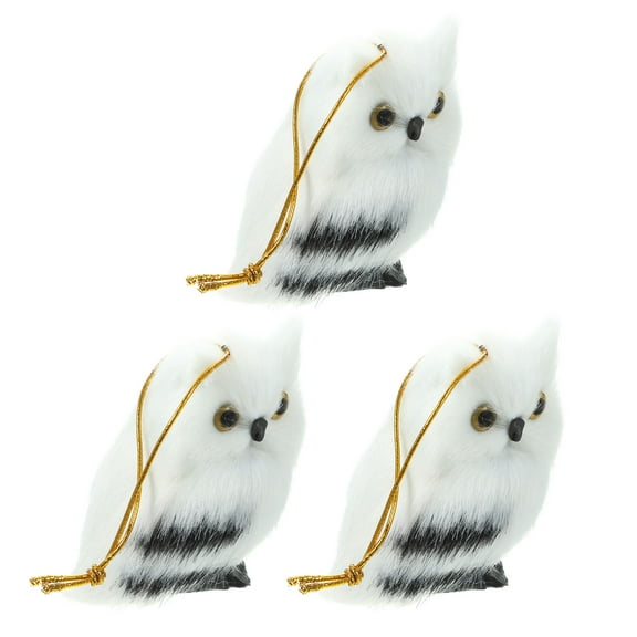 3pcs Adorable Furry Owl Ornament Cute Owl Pendants Model Tree Hanging Decor