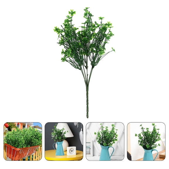 YOSADIER 3Pcs Realistic Greenery Artificial Four Leaf Clover Stems for Festive Centerpieces