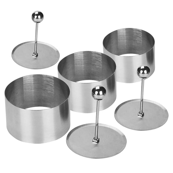 Hemoton 3pcs Round Stainless Steel Cake Rings Mousse Cake Ring Mold Rice Ball Maker with Press