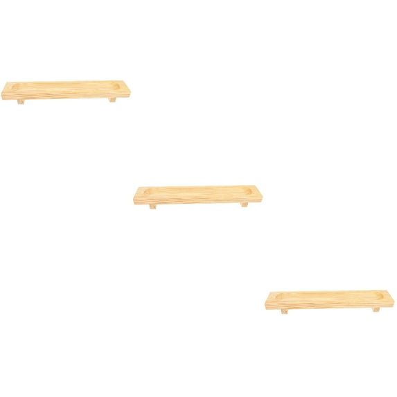 Hemoton 3pcs Shrimp Sushi Serving Tray Meatball Plate Board Polished Wood Food Tray