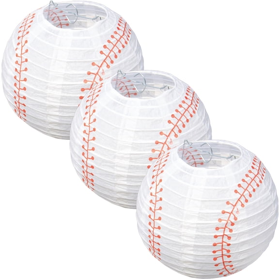 Hemoton 3pcs Sports Themed Baseball Paper Lantern Party Baseball Centerpieces Lantern for Table
