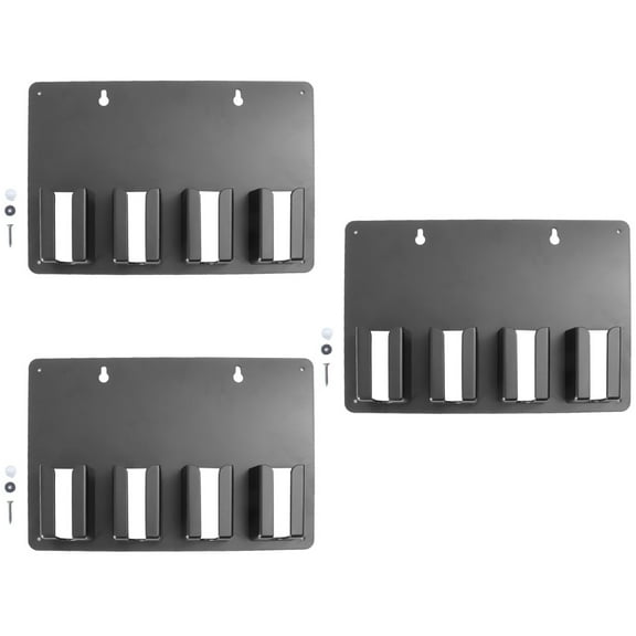 Hemoton 3pcs Wall Mounted Hair Clipper Storage Rack Multi-functional Skeleton Storage Shelf Container Holder Tool for Home Barber Salon Store (Black)