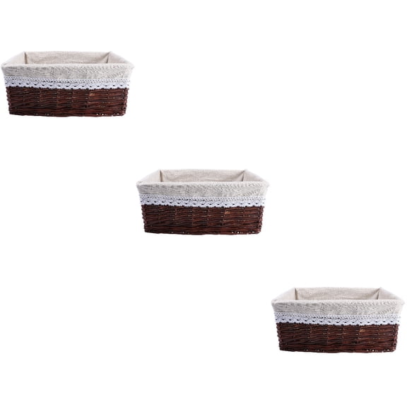 Hemoton 3pcs Wicker Basket Kitchen Sorting Basket Washing Clothes Storage Basket for Storage Use Daisy Style 40*30*16cm (Brown)
