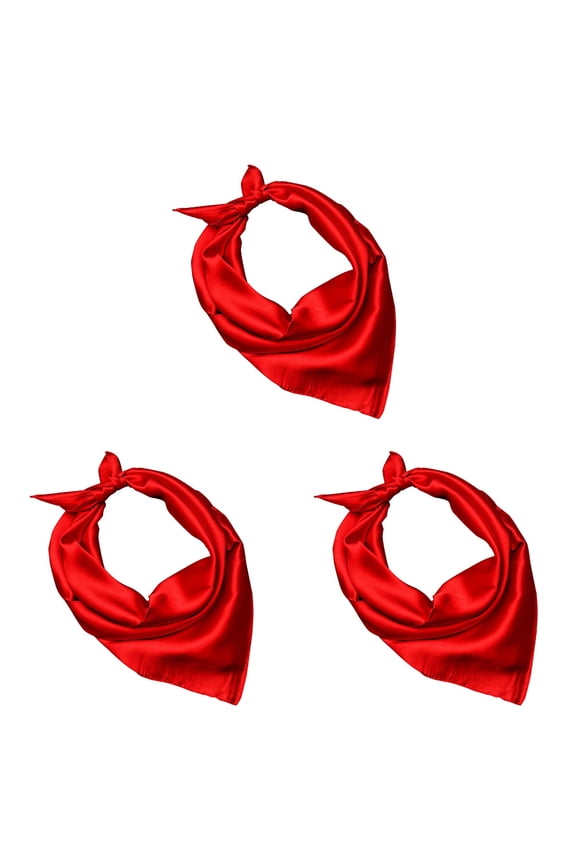 3pcs Women Lady Solid Color Wrap Scarf Fashion Accessory (Red)