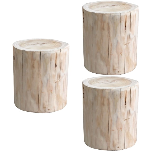 RENACLIPY Beige Tree Stump Stool, Sturdy Wood, Multi-Purpose Home Decor, 3Pcs