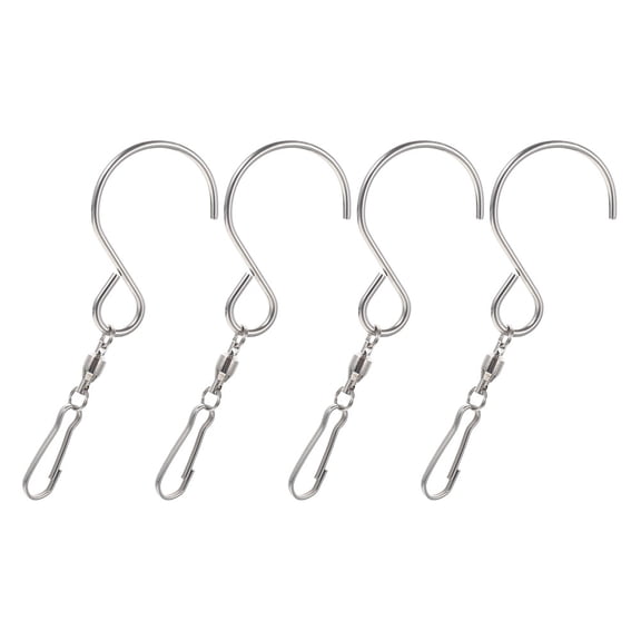 RENACLIPY 4PCS Minimalist Swivel S Hooks for Hanging Lanterns and Garden Use Made of Stainless Steel