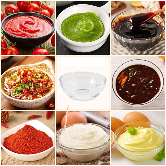 Hemoton 4 PCS Mini Glass Bowl 9.00X9.00X4.00CM Transparent