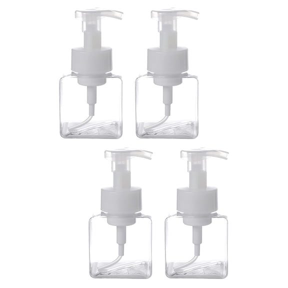 Hemoton 4 Pcs  250ml Pump Foming Bottle Makeup Press Bottle Bubble Maker Transparent Subpackaging Bottle for Women Cosmetic (White)