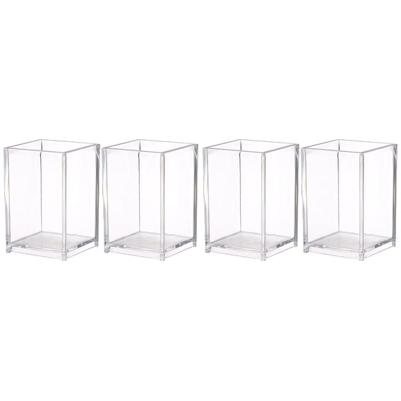 Hemoton 4 Pcs Desktop Pen Holder Makeup Tool Container Stationery Organizer (Transparent)