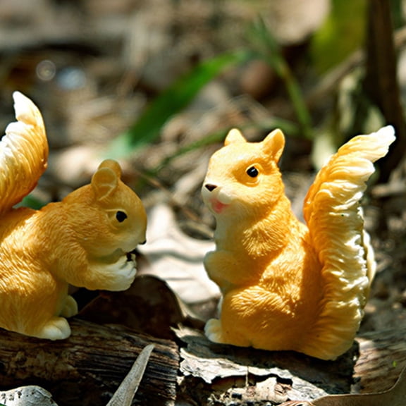 Hemoton 4 Pcs Outdoor Squirrel Ornament 4.70X4.50X2.30CM Yellow