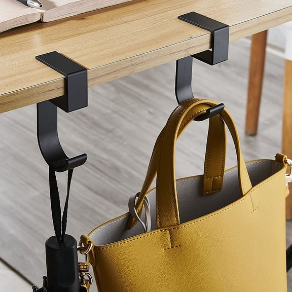 Hemoton 4-Pack Portable Adjustable Desk Bag Hangers with Creative Number 5 Design, Hooks for School, Office, Purse, and Handbag