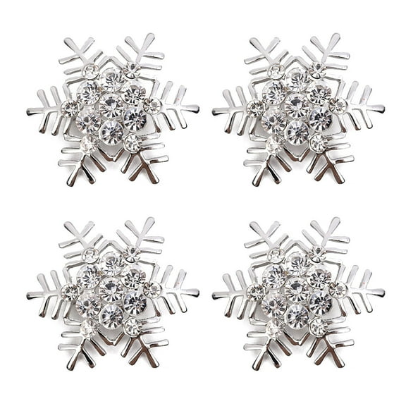 WEAVILUX Christmas Snowflake Napkin Holders 4 Pieces Decorative Napkin for Holiday Party Table Setting