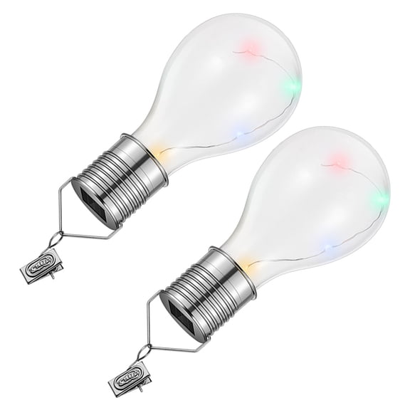 4pcs Solar Powered Glass Bulb LED Copper Wire Lights Lamp Hanging Lamp Bulb for Garden (Transparent, Colorful Lights)