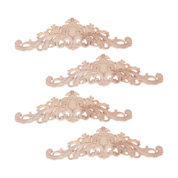 SOPOTUTU 4Pcs Wood Carved Onlay Beige Furniture Decor for Cabinet Doors and Fireplace