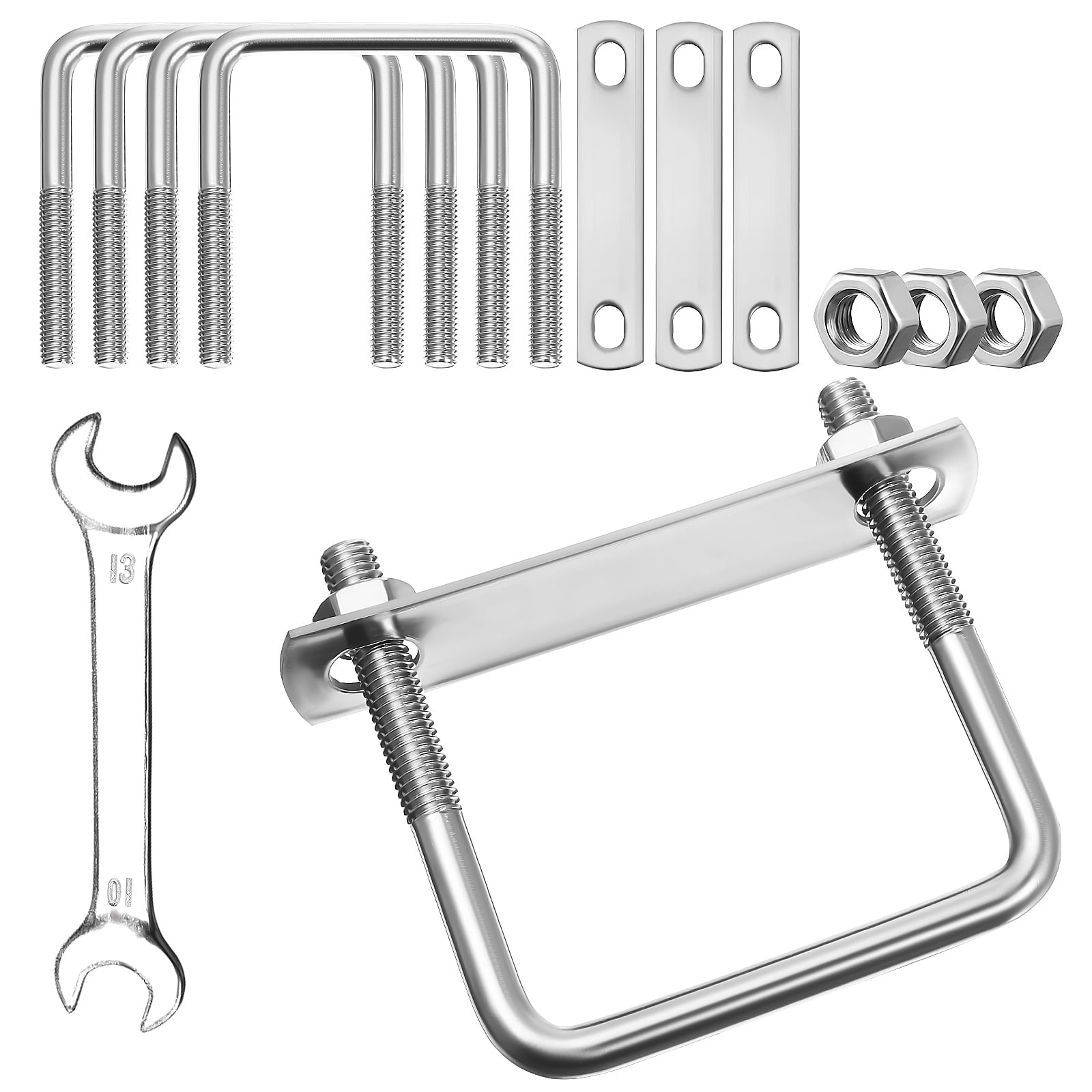 4 Pcs Square U-Bolts - 70x180mm Heavy Duty Stainless Steel With Nuts & Plate