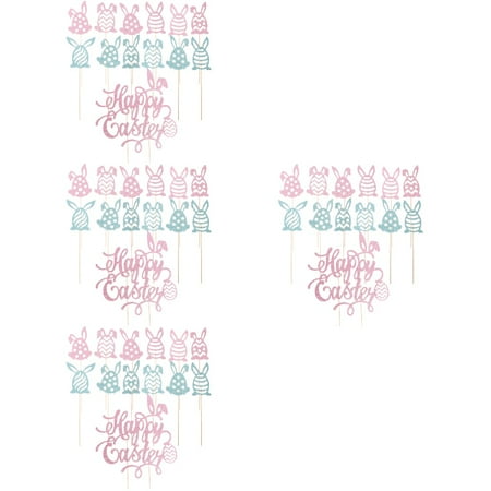 Hemoton 4 Sets Cupcake Toppers Easter Cake Picks Baking Pastry Topper Cake Ornaments