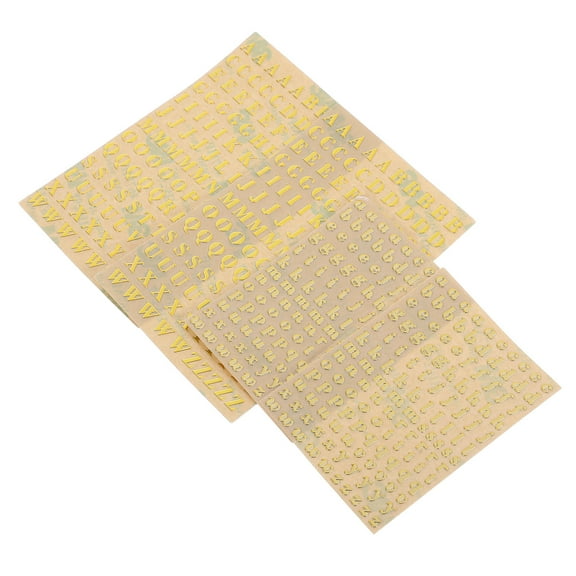 Hemoton 4 Sheets Mini Gold Letters Stickers Small Alphabet Stickers Glitter Self-Adhesive Diy Scrapbook Stickers For Nail Art Epoxy Resin Crafts