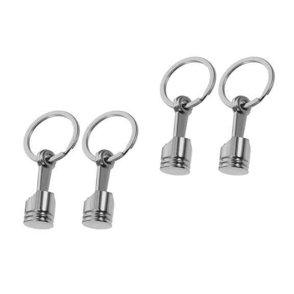 Hemoton 4 pcs Creative Auto Parts Mini Engine Piston Model Keychain Alloy Key Chain Ring Keyring Key Fob Holder Cool Backpack Hanging Ornament