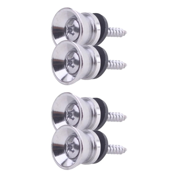 Hemoton 4 pcs  Guitar Strap Button Buckle Pegs Lock Button Metal End Pins Professional Bass Strap Studs