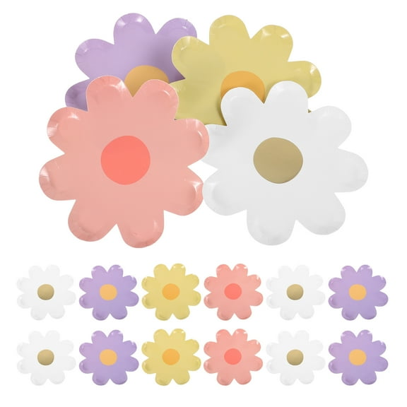 Hemoton 40pcs Daisy Flower Party Plates Vintage Floral Paper Plates Spring And Summer Party Supplies Decorative Tray Small Dessert Plates