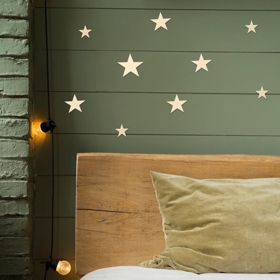 SOPOTUTU 40pcs Peel and Stick Wall Decor Star Wall Murals Acrylic Reflective Golden for Living Room