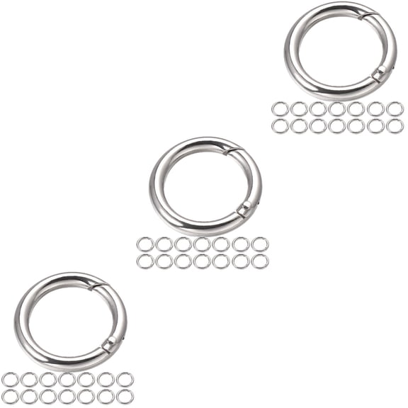 Hemoton 45-Piece Spring Keychain Clip Set, Colored Round Snap Buckles for Keys and Accessories
