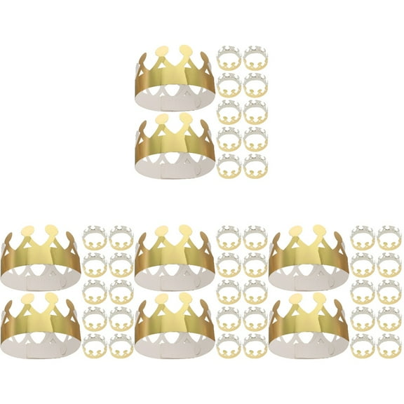 Hemoton 48 pcs  Paper Crown Golden Crowns Party Crown Hat Cap for Birthday Celebration Shower Photo Props