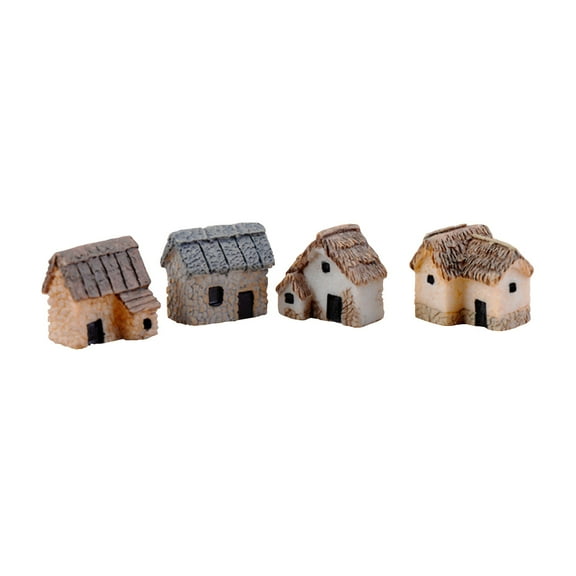 Homoyoyo garden resin crafts Micro House Assorted Color Family Home Decor 4PCS