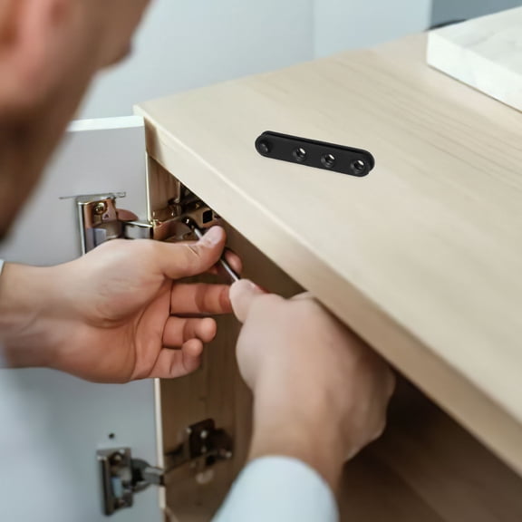 Hemoton 4PCS Straight Brackets Black Mending Plate Metal Brackets for Brace Joining Plates for Wood Fence Bookcase Cabinet Straight Brace Repairing Mending Plates